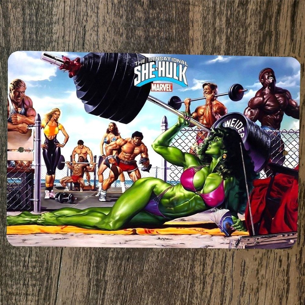 The Sensational She Hulk Showing Off 8x12 Metal Wall Sign Comics Poster‎